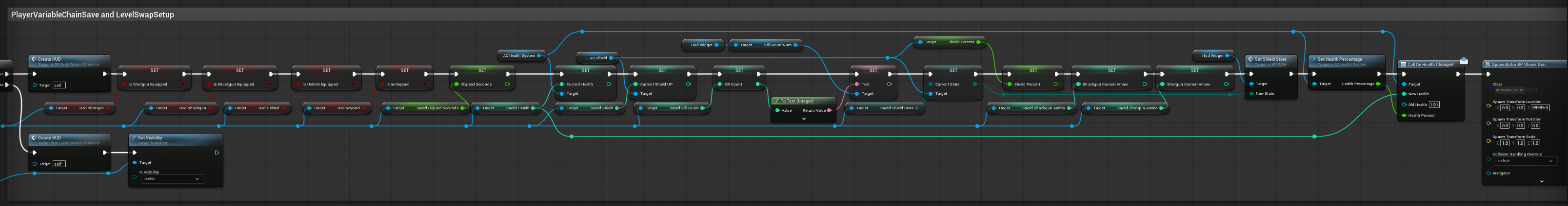 Player variable save and level-swap setup