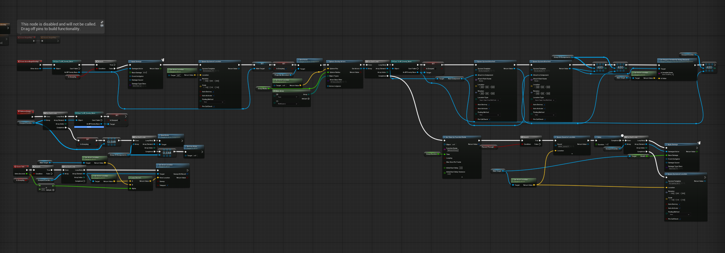 Chain Lightning Blueprint graph — full system